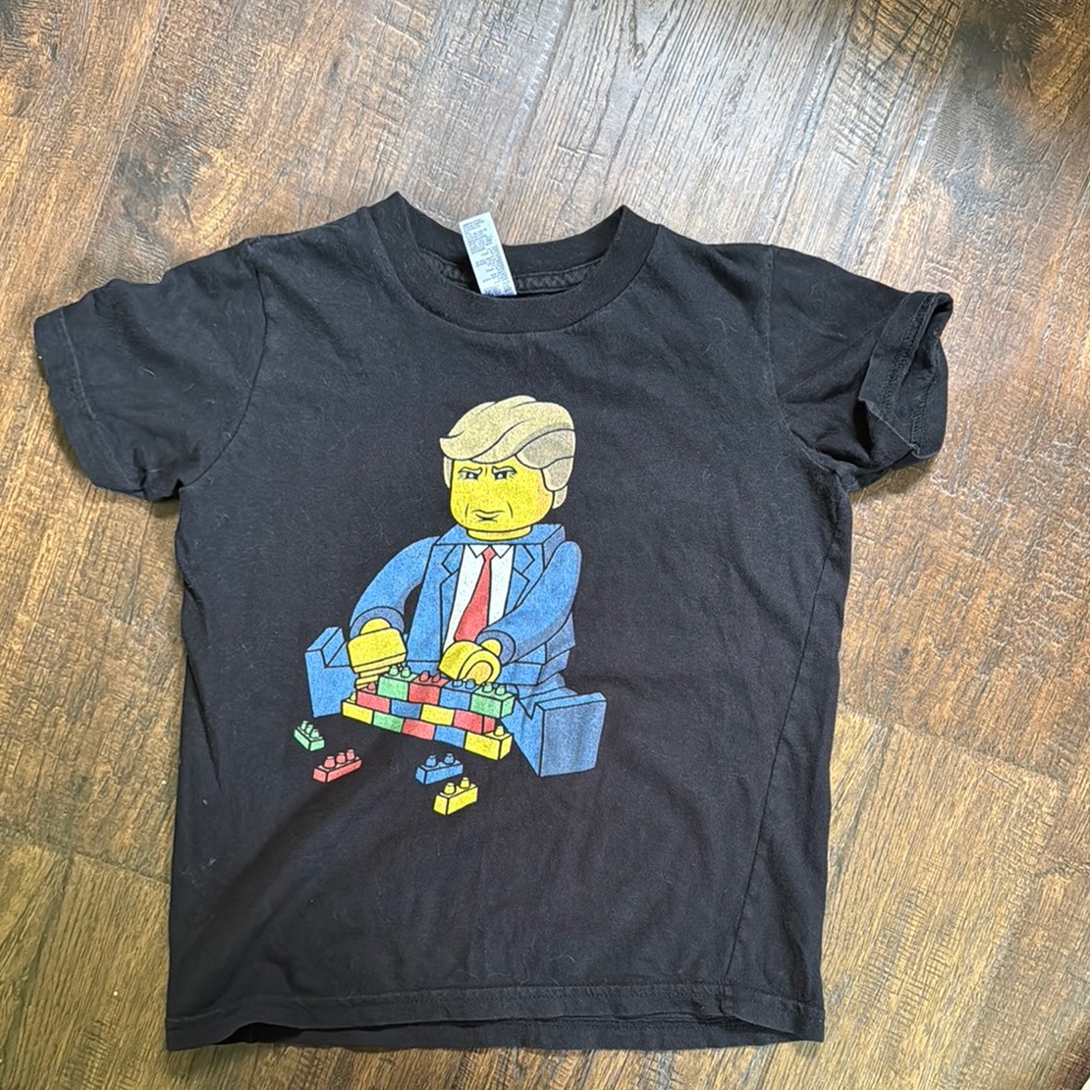 Black Trump shirt with lego blocks